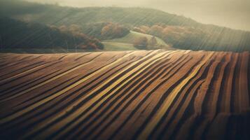 Agricultural landscape with breathtaking scenery and farm activities. . photo
