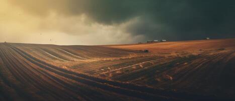 Agricultural landscape with breathtaking scenery and farm activities. . photo