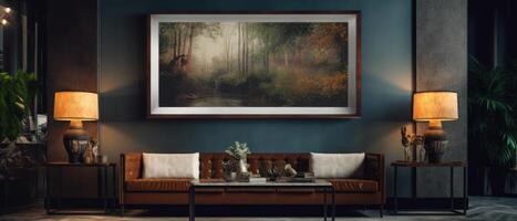 A hotel with a picture on the wall. . photo