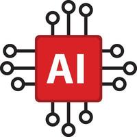 Artificial intelligence AI processor chip icon. Processor circuit ai line icon logo business technology symbol vector
