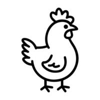 Chicken logo or modern line icon. line art and icon design with bold outline. Black and white Pixel Perfect minimalistic symbol isolate white background. Creative logotype vector