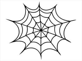 Black silhouette of a spider web isolated on a white background. Concept of Halloween, cobweb, arachnid, minimalist style, spooky design. Print, icon, illustration element. Art vector