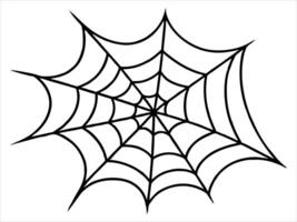 Black silhouette of a spider web isolated on a white background. Concept of Halloween, cobweb, arachnid, minimalist style, spooky design. Print, icon, illustration element. Art vector
