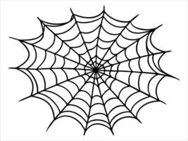 Black silhouette of a spider web isolated on a white background. Concept of Halloween, cobweb, arachnid, minimalist style, spooky design. Print, icon, illustration element vector