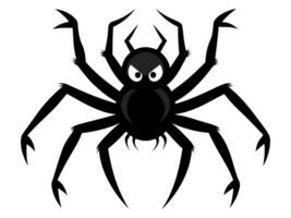 Black silhouette of a cartoon spider isolated on a white background. Concept of arachnid illustration, creepy insect, playful monster, minimalist style, design element, print. Halloween. Art vector
