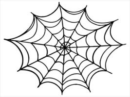 Black silhouette of a spider web isolated on a white background. Concept of Halloween, cobweb, arachnid, minimalist style, spooky design. Print, icon, illustration element vector