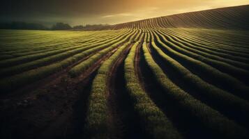 Agricultural landscape with breathtaking scenery and farm activities. . photo