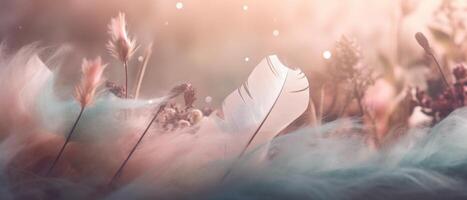 Soft ethereal dreamy background, pastel colors, copy space. . photo