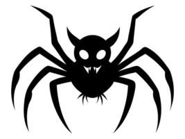 Black silhouette of a cartoon spider isolated on a white background. Concept of arachnid illustration, creepy insect, playful monster, minimalist style, design element, print. Halloween. Art vector