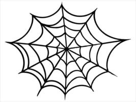 Black silhouette of a spider web isolated on a white background. Concept of Halloween, cobweb, arachnid, minimalist style, spooky design. Print, icon, illustration element. Art vector