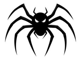 Black silhouette of a cartoon spider isolated on a white background. Concept of arachnid illustration, creepy insect, playful monster, minimalist style, design element, print. Halloween. Art vector