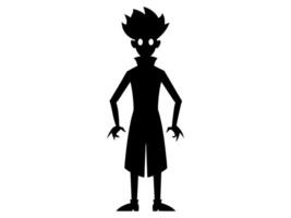 Black silhouette of eccentric mad scientist isolated on white background. Concept of crazy professor, mad genius, minimalist character, Halloween. Print, design element, illustration. vector