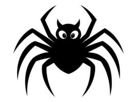 Black silhouette of a cartoon spider isolated on a white background. Concept of arachnid illustration, creepy insect, playful monster, minimalist style, design element, print. Halloween. Art vector