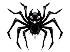 Cartoon creepy spider isolated on a white background. Concept of Halloween, arachnid, creepy creature, scary monster, colorful insect. Print, design element, illustration. vector