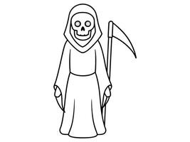 Black outline of the Grim Reaper isolated on a white background. Concept of death, spooky figure, minimalist style, Halloween. Print, digital art, illustration, design element vector