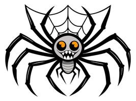 Cartoon creepy spider isolated on a white background. Concept of Halloween, arachnid, creepy creature, scary monster, colorful insect. Print, design element, illustration. vector