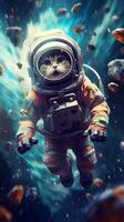 The astronaut cat soars through a vast galaxy. Exploring the wonders of space. . photo