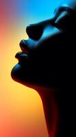Minimalist silhouette of female lips. . photo