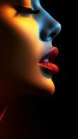 Minimalist silhouette of female lips. . photo