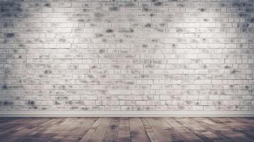 White brick wall with a lamp on the background of stone tiles. . photo