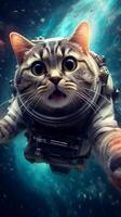 The astronaut cat soars through a vast galaxy. Exploring the wonders of space. . photo
