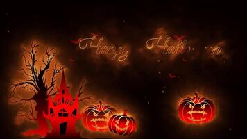 Happy halloween background with pumpkin fire light effect video