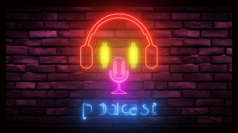 neon light effect podcast logo green screen background 46786331 