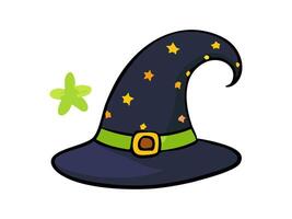 Witch hat isolated on a white background. Hand drawn Wizard pointed hat. Concept of Halloween, Magic, Wizard Accessory, Fantasy Icon, Festive Design. Print, design element vector