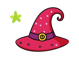 Witch hat isolated on a white background. Hand drawn Wizard pointed hat. Concept of Halloween, Magic, Wizard Accessory, Fantasy Icon, Festive Design. Print, design element vector