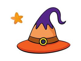 Witch hat isolated on a white background. Hand drawn Wizard pointed hat. Concept of Halloween, Magic, Wizard Accessory, Fantasy Icon, Festive Design. Print, design element vector