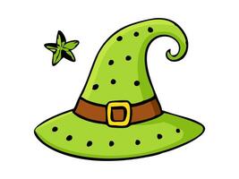 Witch hat isolated on a white background. Hand drawn Wizard pointed hat. Concept of Halloween, Magic, Wizard Accessory, Fantasy Icon, Festive Design. Print, design element vector