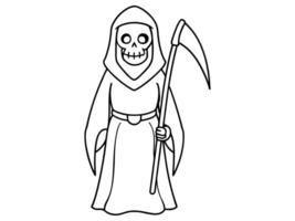 Black outline of the Grim Reaper isolated on a white background. Concept of death, spooky figure, minimalist style, Halloween. Print, digital art, illustration, design element vector