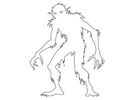 Black outline of scary cartoon zombie creature isolated on a white background. Concept of undead monsters, horror illustration, Halloween character, spooky design element. Print, art vector