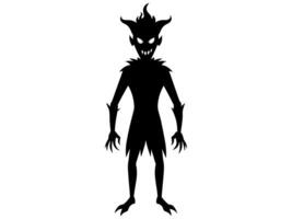 Black silhouette of evil clown with a creepy grin isolated on a white background. Concept of Halloween, circus performer, horror, spooky character. Print, art, design element, illustration vector