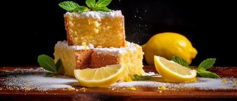 Lemon pie with lemons. . photo