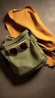 A stylish bag with a trend and an attractive background. . photo