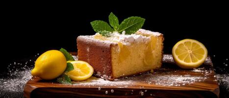 Lemon pie with lemons. . photo