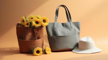 A stylish bag with a trend and an attractive background. . photo
