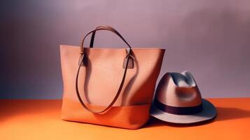 A stylish bag with a trend and an attractive background. . photo