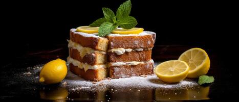 Lemon pie with lemons. . photo