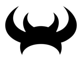 Black silhouette of devil horns with a curved shape design. Demon Horns. Concept of Halloween, evil, fantasy, spooky, horror. Isolated on white background. Print, design element. vector
