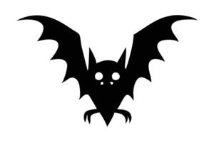 Black silhouette of a bat isolated on a white background. Concept of nocturnal wildlife, Halloween symbol, minimalist style, mysterious creature. Print, icon, design element. vector