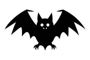 Black silhouette of a bat isolated on a white background. Concept of nocturnal wildlife, Halloween symbol, minimalist style, mysterious creature. Print, icon, design element. vector