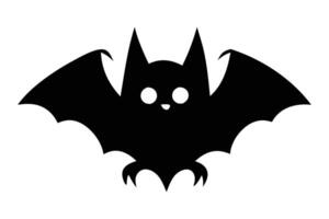 Black silhouette of a bat isolated on a white background. Concept of nocturnal wildlife, Halloween symbol, minimalist style, mysterious creature. Print, icon, design element. vector