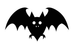 Black silhouette of a bat isolated on a white background. Concept of nocturnal wildlife, Halloween symbol, minimalist style, mysterious creature. Print, icon, design element. vector