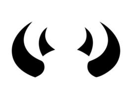 Black silhouette of devil horns with a curved shape design. Demon Horns. Halloween, evil, fantasy, spooky concept. Isolated on white background. Print, design element. vector