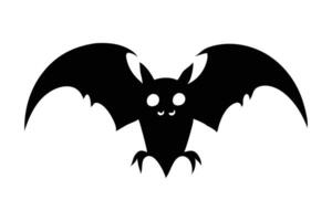 Black silhouette of a bat isolated on a white background. Concept of nocturnal wildlife, Halloween symbol, minimalist style, mysterious creature. Print, icon, design element. vector
