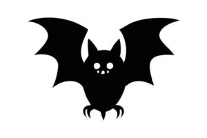 Black silhouette of a bat isolated on a white background. Concept of nocturnal wildlife, Halloween symbol, minimalist style, mysterious creature. Print, icon, design element. vector