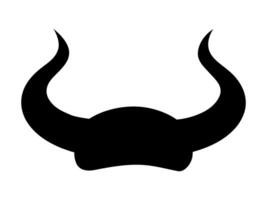 Black silhouette of devil horns with a curved shape design. Demon Horns. Concept of Halloween, evil, fantasy, spooky, horror. Isolated on white background. Print, design element. vector
