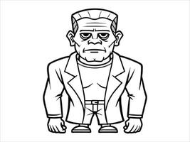 Black outline of Frankenstein monster isolated on a white background. Concept of Halloween, horror character, comic style, spooky creature. Print, icon, design element vector